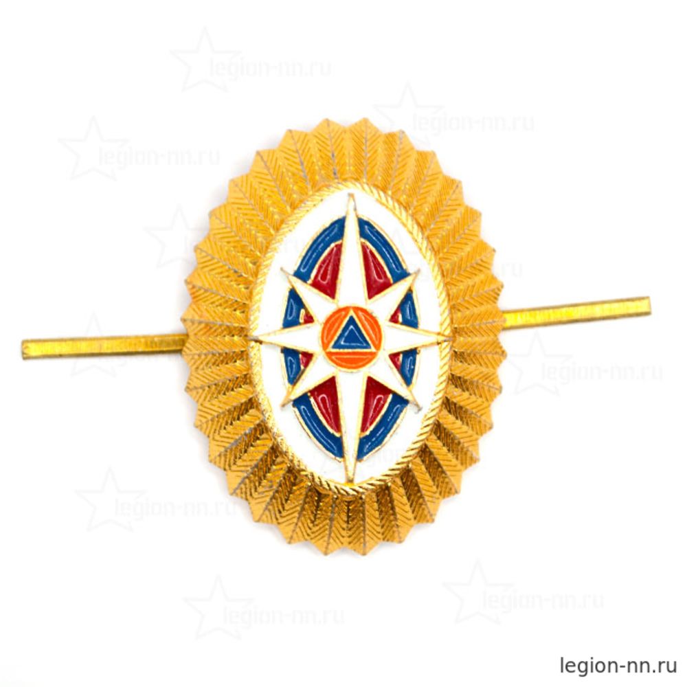 Кокарда мет. МЧС нов/обр (с розой ветров) малая зол., изображение 1